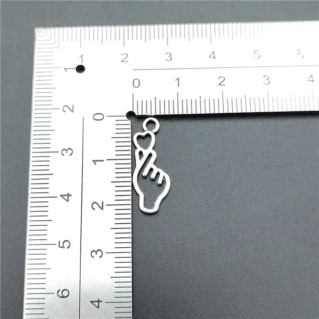 Lila Herz Fingergeste Anhänger Halskette 4
