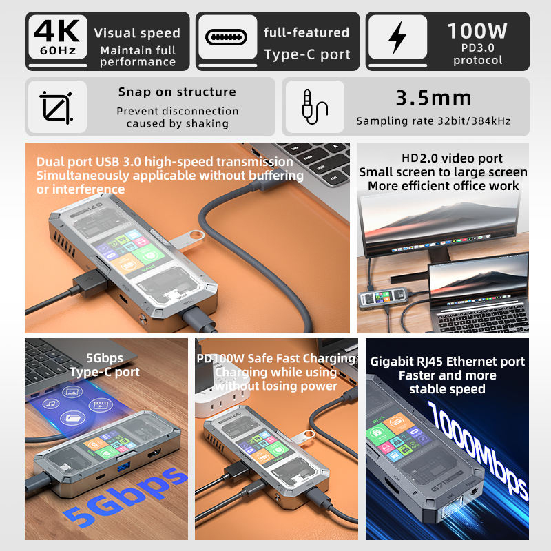 7-in-1 USB-C Docking Station 4K 60Hz 3