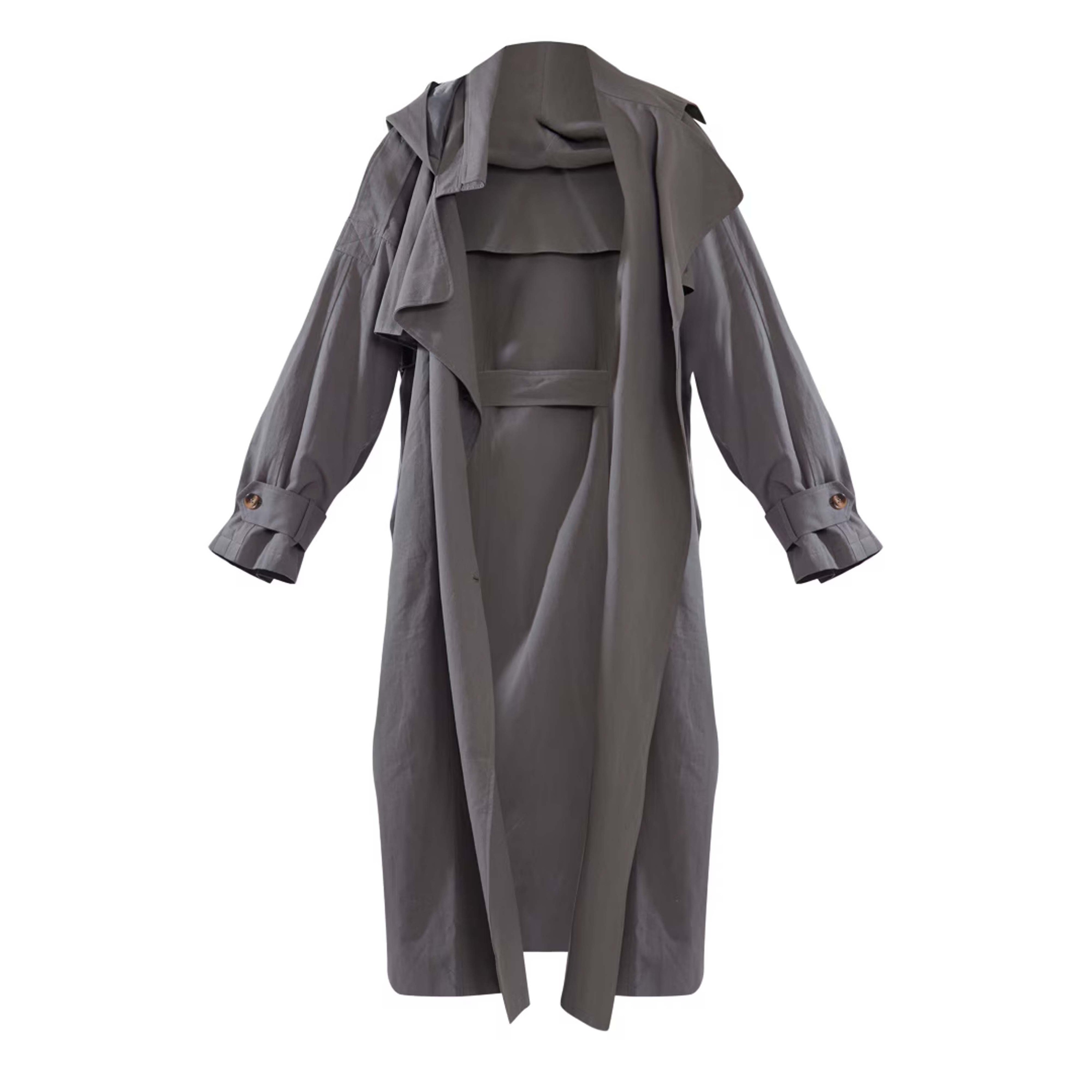 Damen Langer Trenchcoat wasserabweisend Polyester