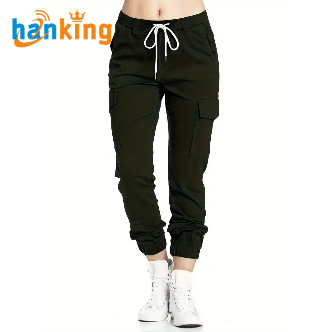 Damen Cargohose mit Kordelzug und Taschen 4