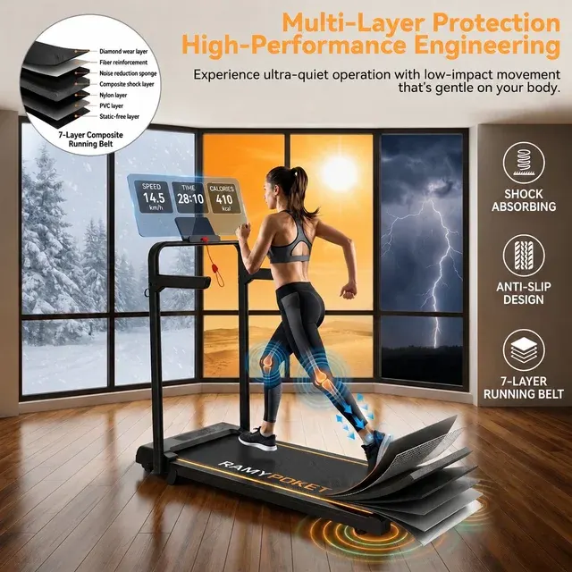 Klappbares Laufband mit Handlauf, 150 kg 4