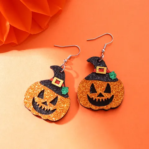 Halloween-Kürbishut mit Ohrringen
