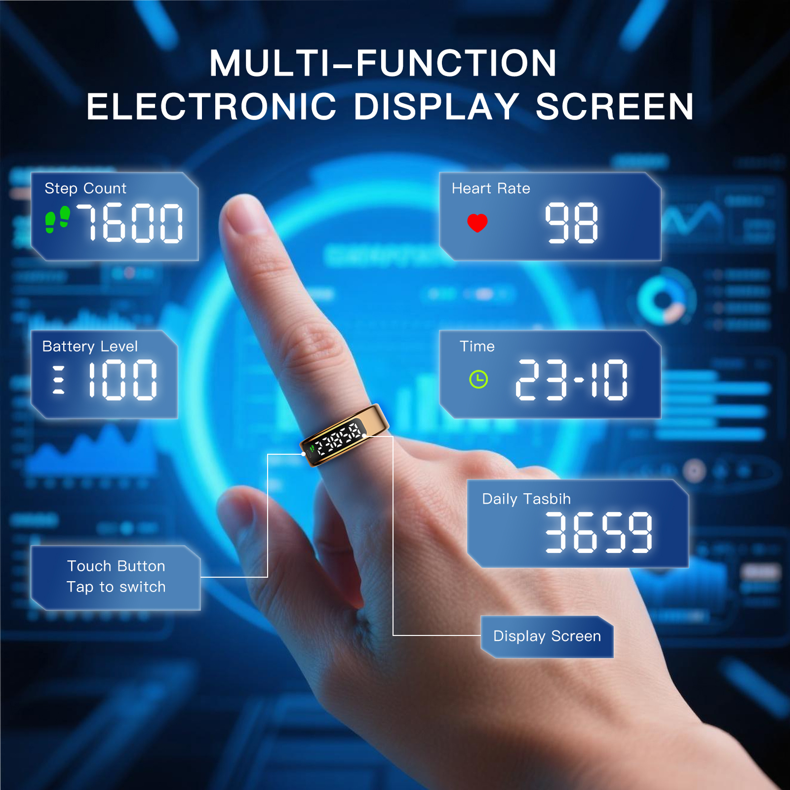 LED Smart Ring Gesundheitsmonitor Touch 4