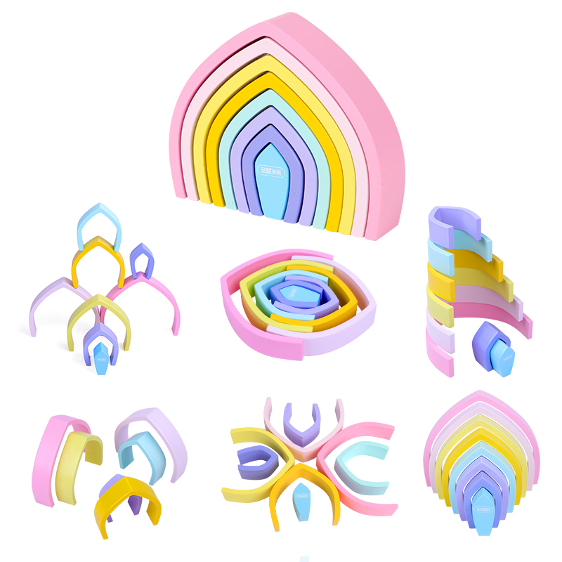 Regenbogen-Holzbrücke Stapelspiel für Kinder 2