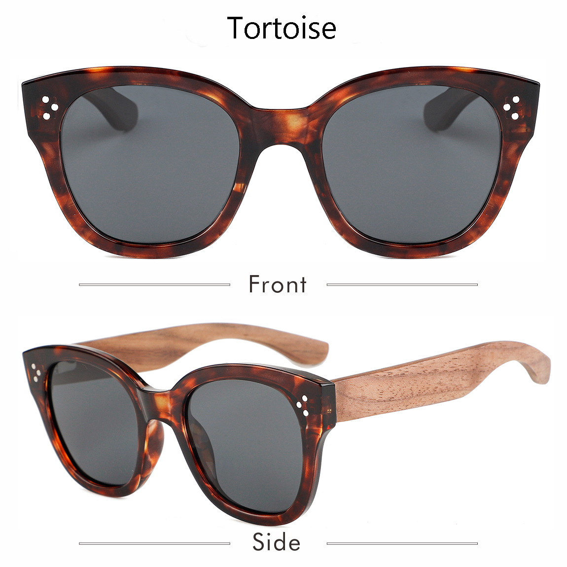 Polarisierte Holz-Sonnenbrille für Damen und Herren 2