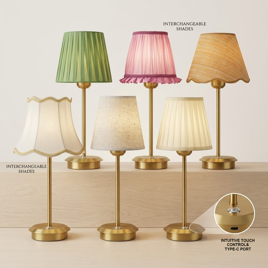 Klassische LED Tischlampe mit Stoffschirm 4