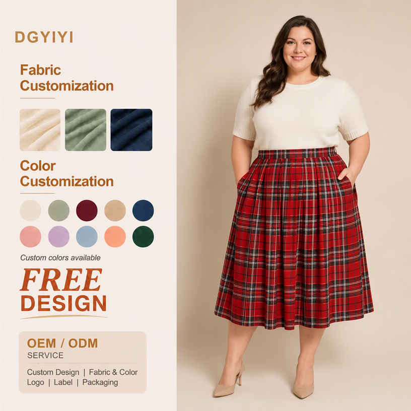 Warmer Plus-Size-Wollrock mit Karomuster