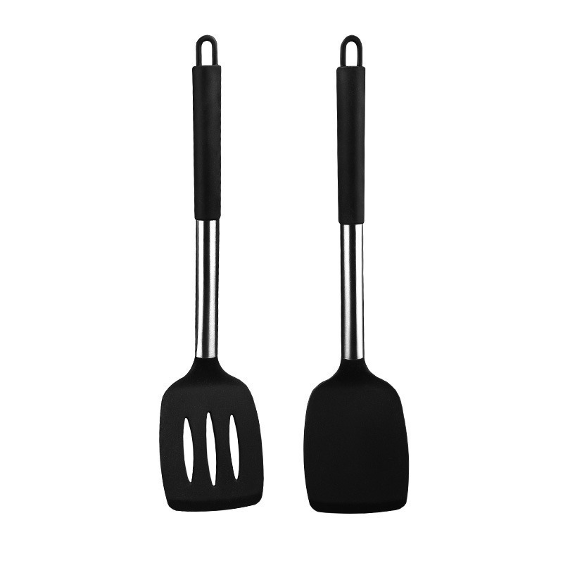 Kratzfreier Silikon-Pfannenwender-Set mit Abtropflöchern 2
