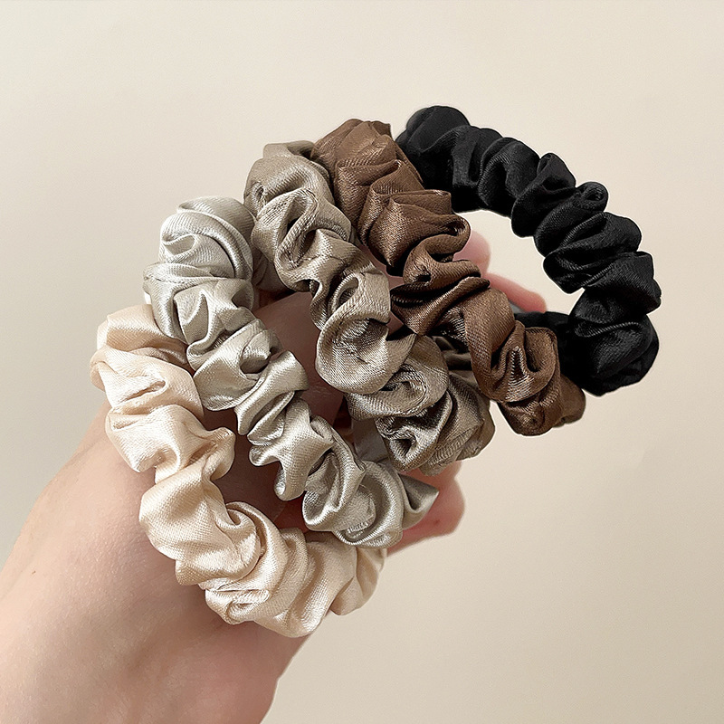 Satin-Haargummis im 5er-Set, einfarbig 4