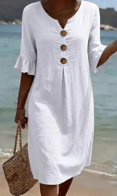 Damen Knopfleisten-Kleid 4