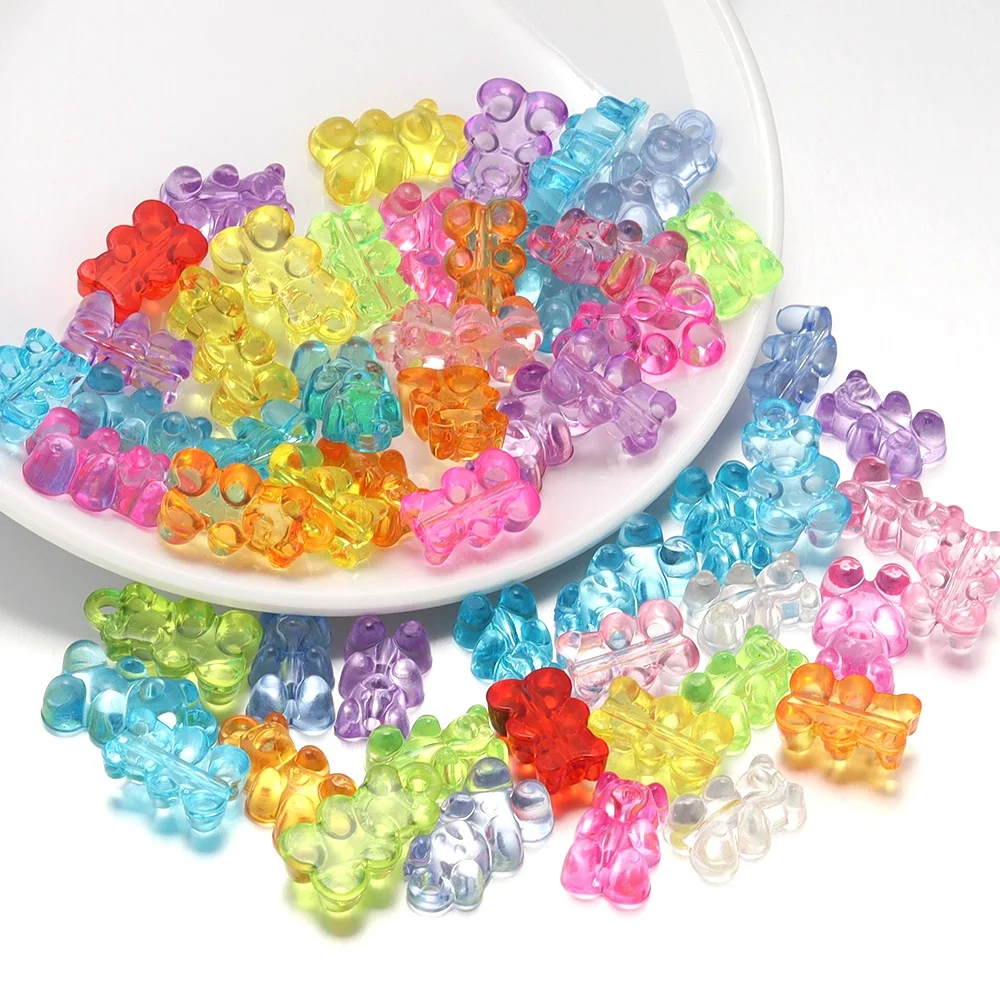 Bunte Acrylperlen mit Bärenmotiv 3