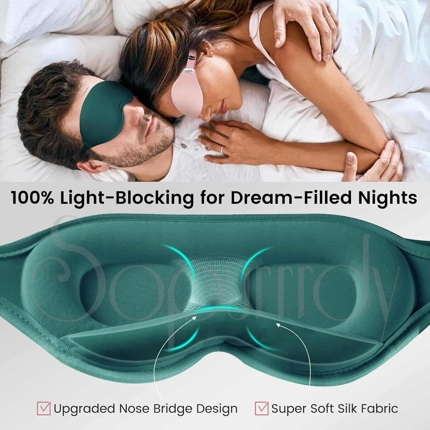 3D-Schlafmaske mit Lichtblockierung und Reisetasche 3