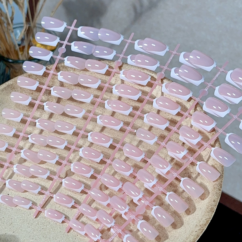 Kurze Quadrat-Nailtips im French-Stil, 120 Stück 2