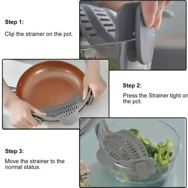 Verstellbares Clip-On-Topfsieb aus Edelstahl 4