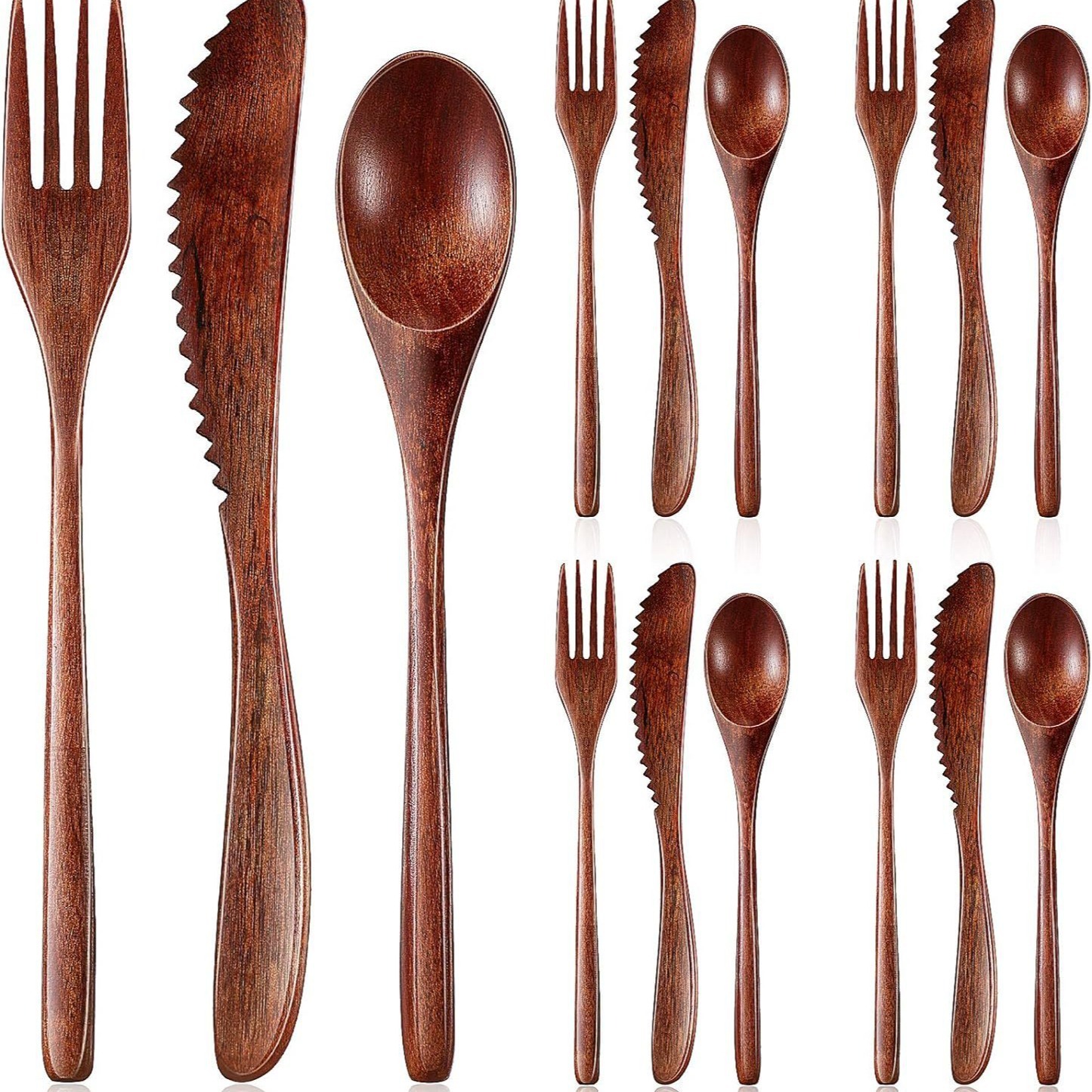 Tragbares Campingbesteck-Set aus Holz 3