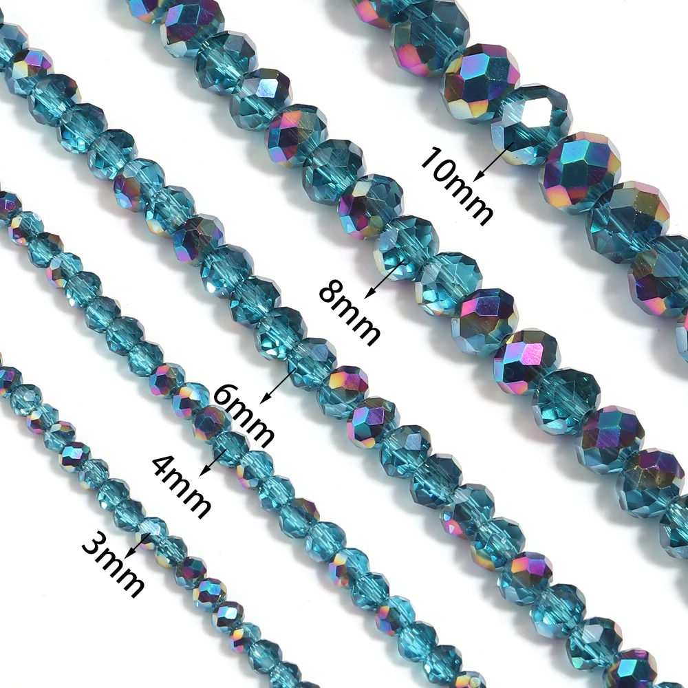 Facettierte Kristall-Abacus-Perlen Pfauenblau 2