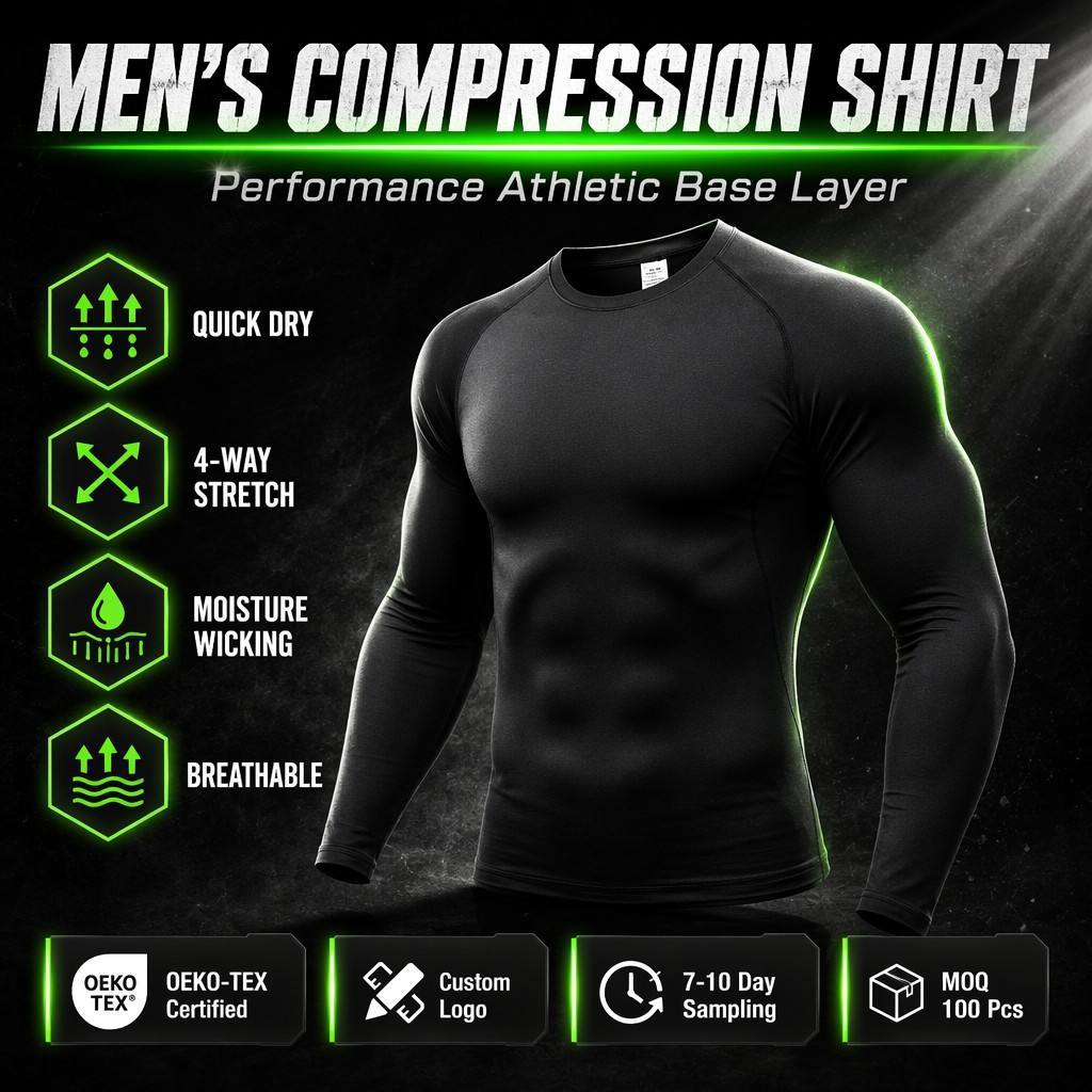 Herren Langarm Kompressionsshirt Fitness Training 3
