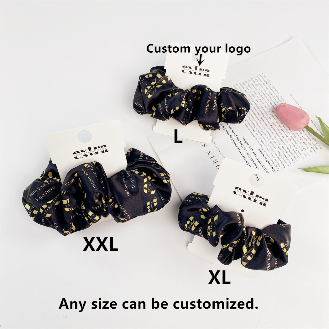 Bedruckte Satin-Scrunchies mit elastischem Haargummi 2