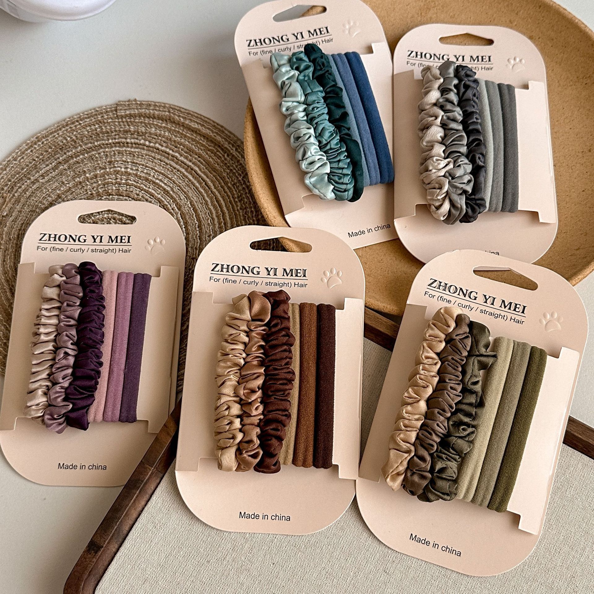 Nahtlose Satin-Haarbänder, 6er-Set