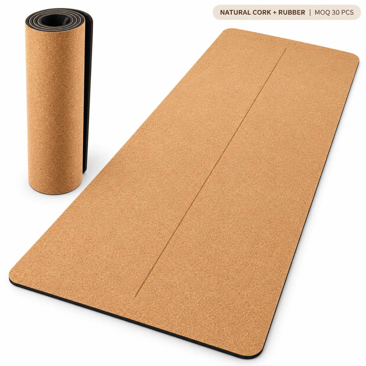 Rutschfeste Naturkork-Yogamatte mit Laser-Gravur