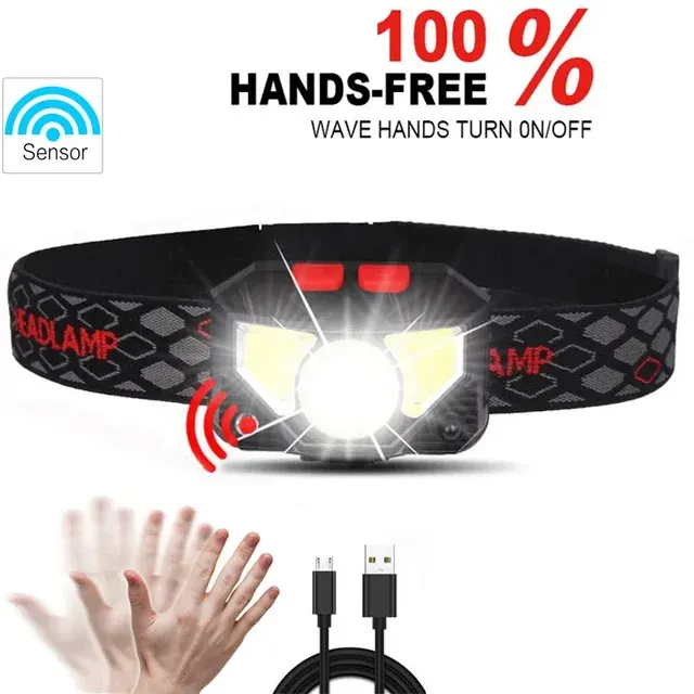 USB-Stirnlampe mit Bewegungssensor, wasserdicht 3