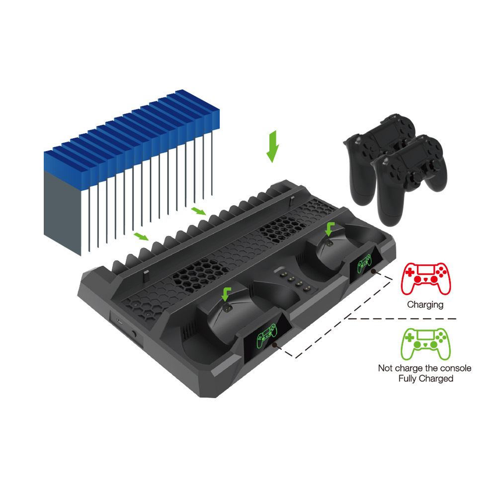 PS4 Dual-Ladestation mit Kühllüfter und Ständer 2