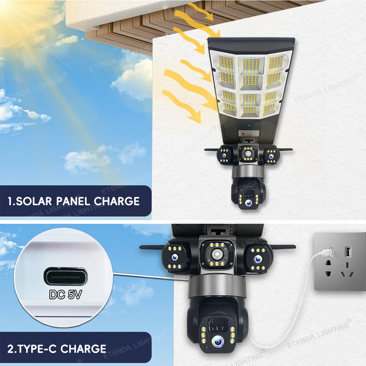 Solar LED Außenkamera mit Bewegungsmelder 3