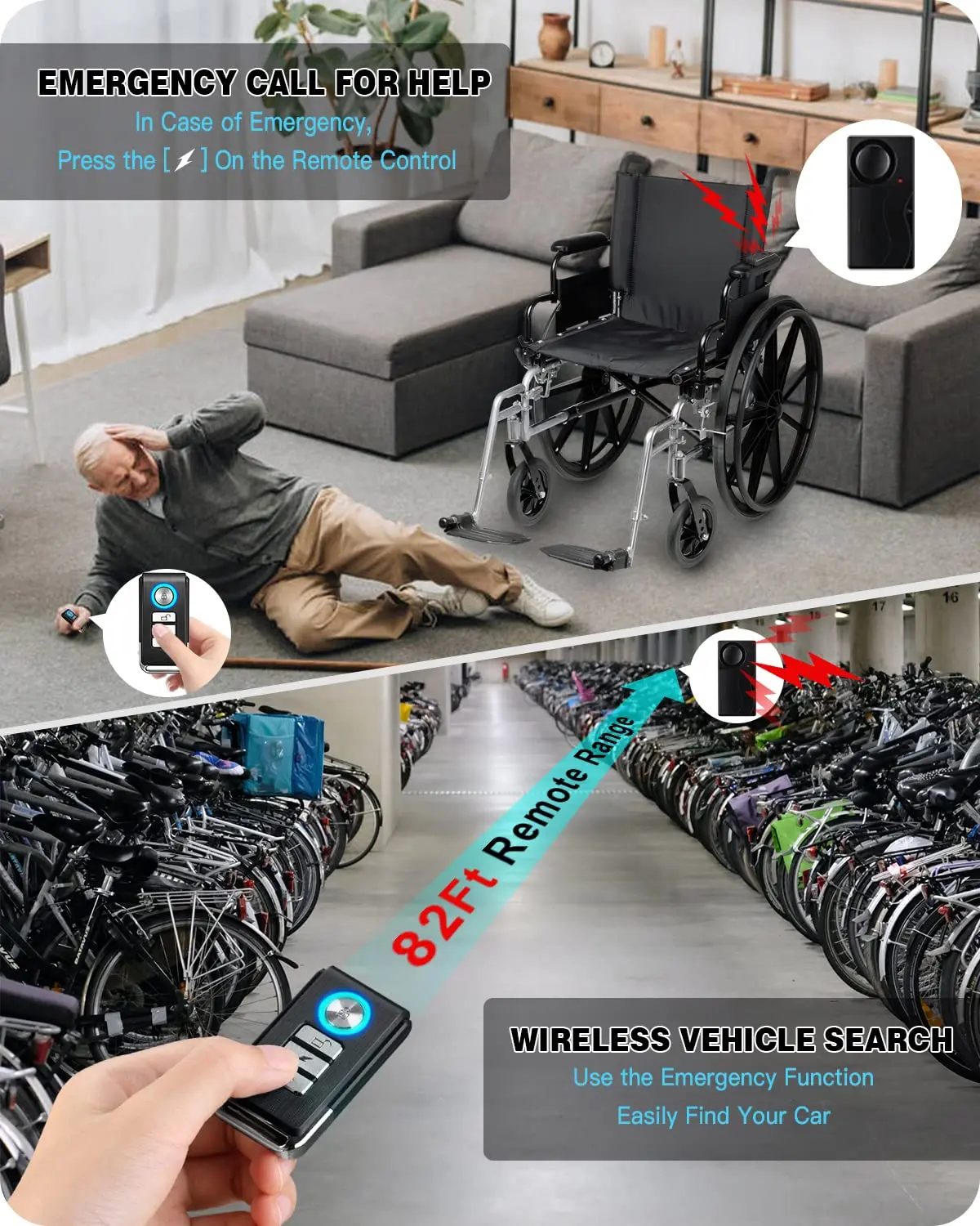 Fahrrad-Vibrationsalarm 110 dB mit Fernbedienung 3