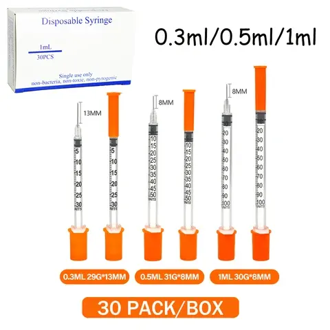 30-teiliges Kleine Insulinspritzen Set