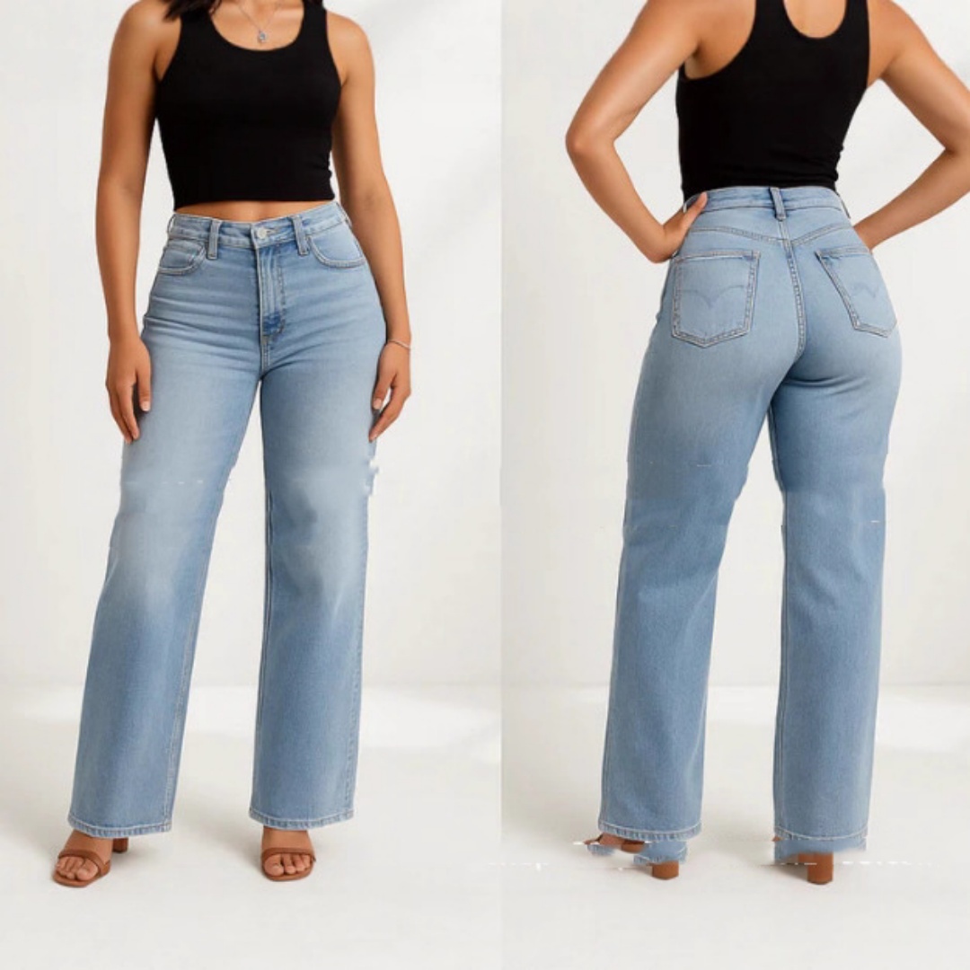Damen Retro Jeans Schlankheitseffekt