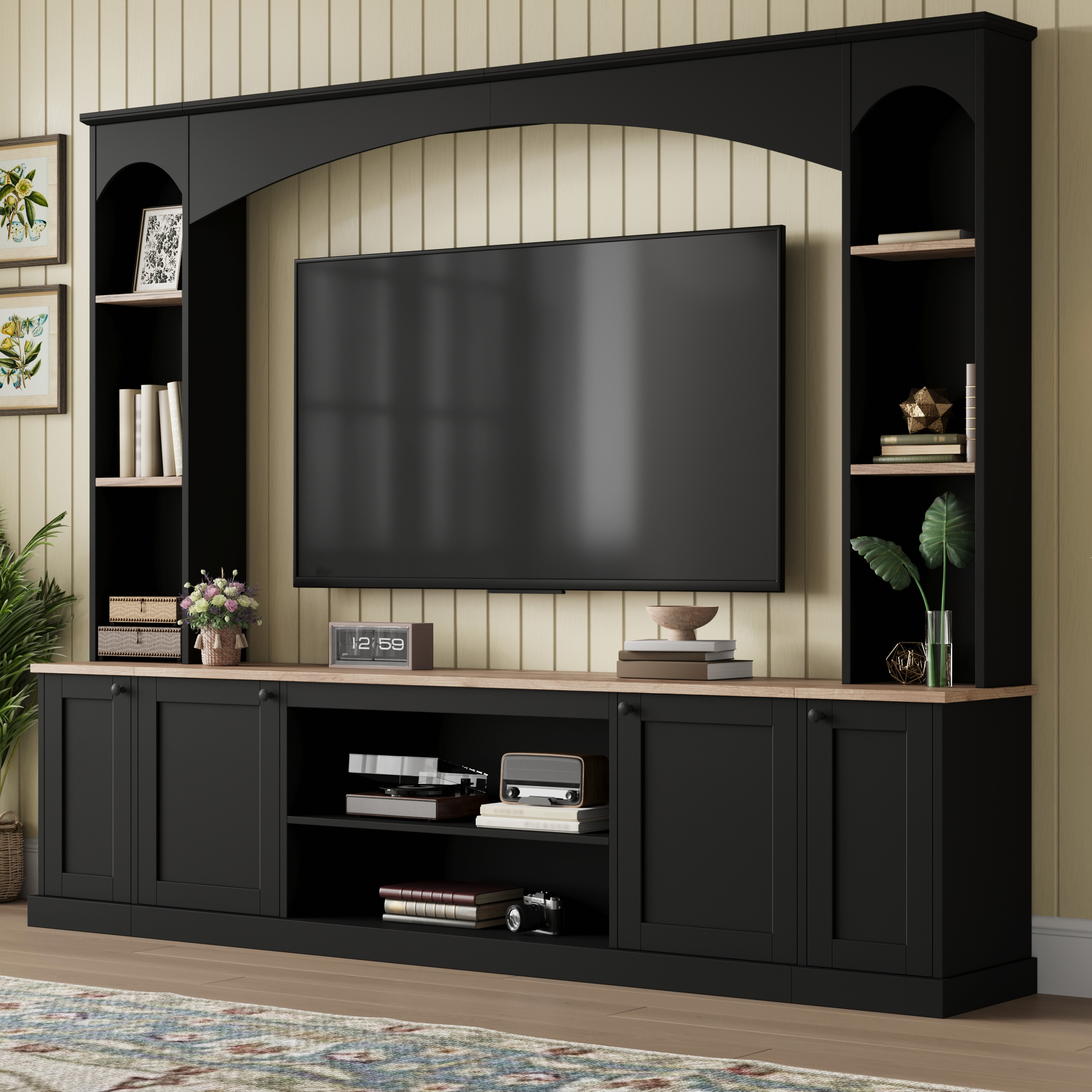 TV-Lowboard mit Regalwand
