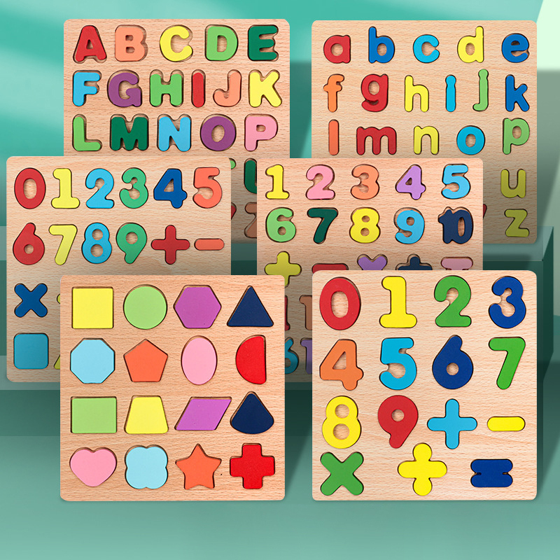 Montessori Holzpuzzle mit Zahlen und Buchstaben 2
