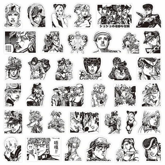 Schwarz-Weiß Anime-Aufkleber, 77 Stück 2