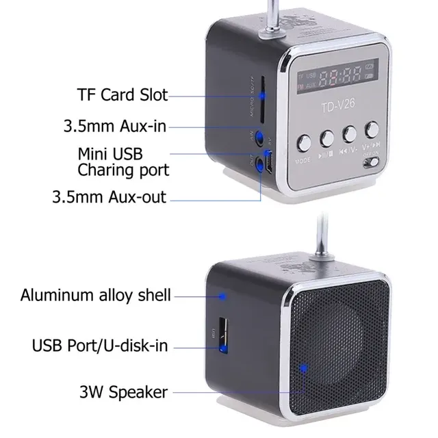 Tragbarer Mini-Bluetooth-Lautsprecher mit Radio 4
