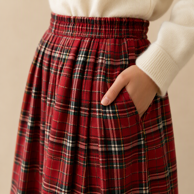 Warmer Plus-Size-Wollrock mit Karomuster 2