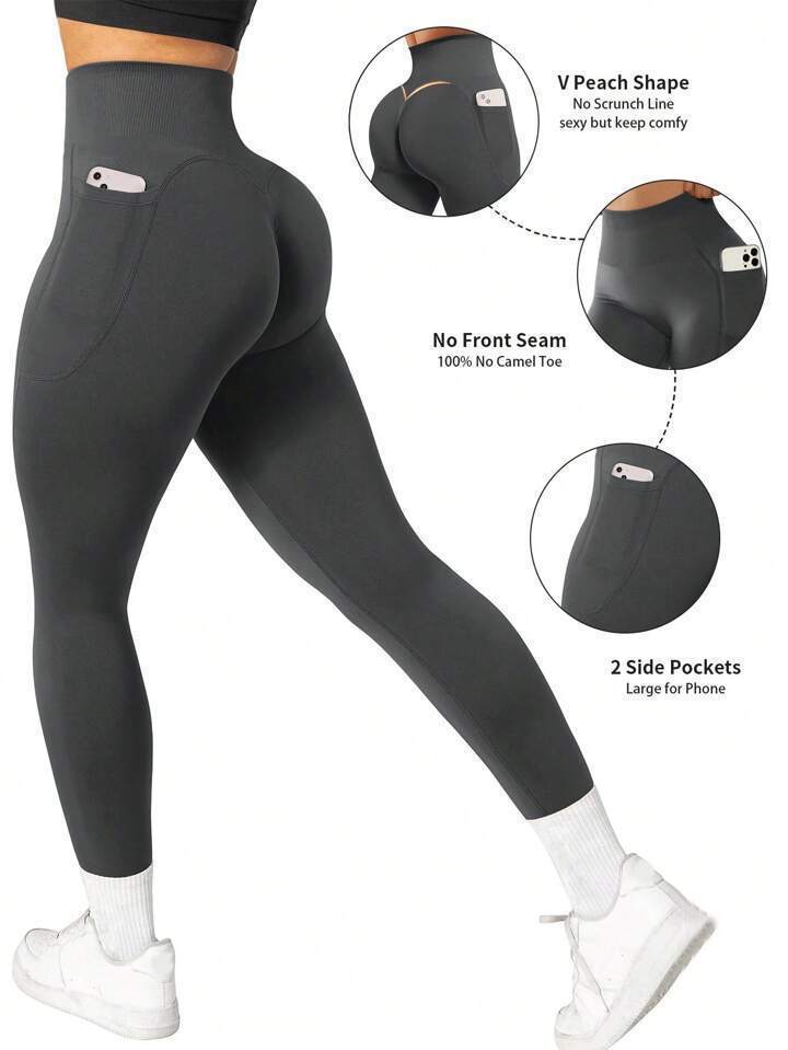 Nahtlose Push-up Yogaleggings mit Taschen 2