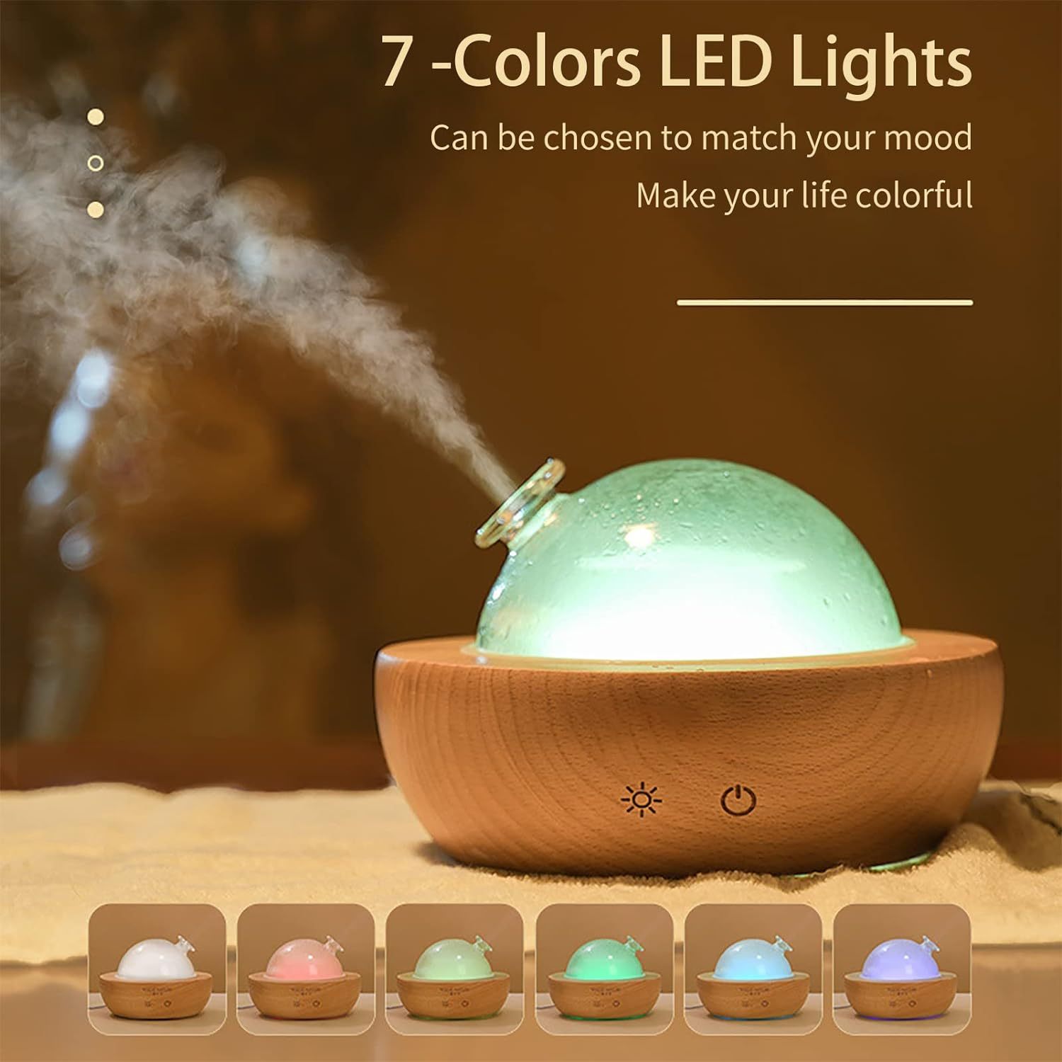Glas-Aromadiffuser mit 7-Farben-LED 200 ml 2