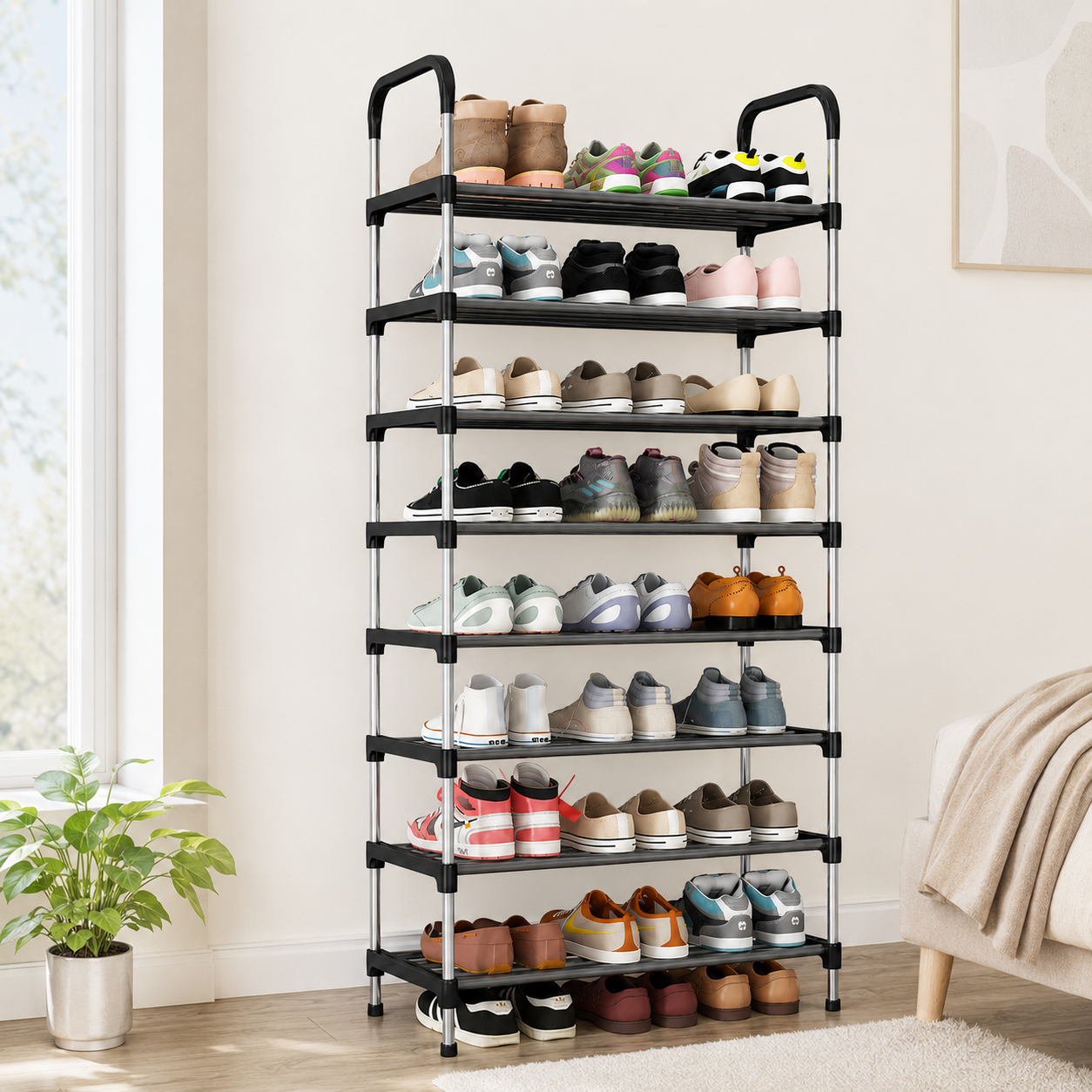 Tragbares 7-Etagen-Schuhregal aus Metall 4