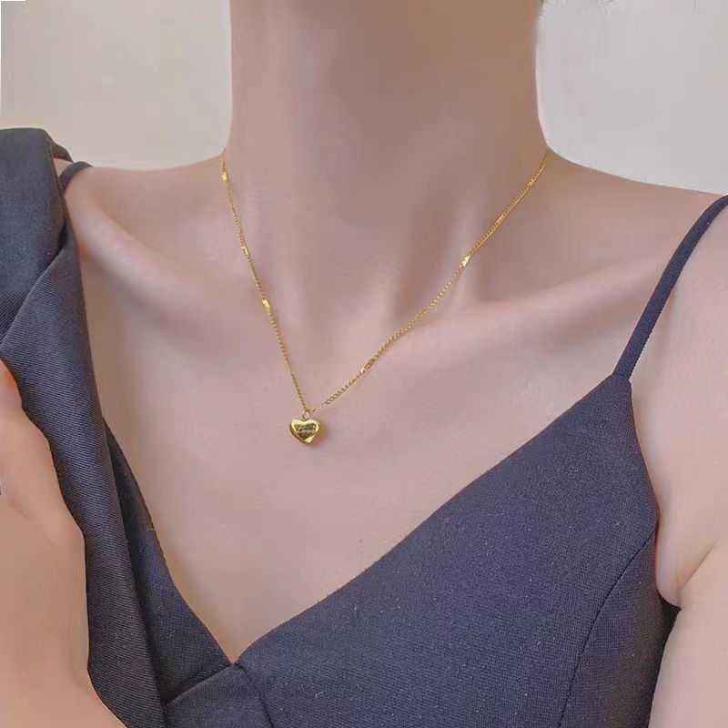 Damen-Choker mit Herz-Anhänger, vergoldet 2