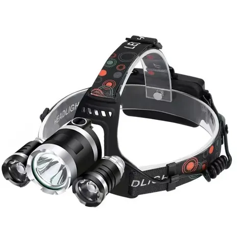 Wasserdichte LED Stirnlampe mit drei Leuchtköpfen