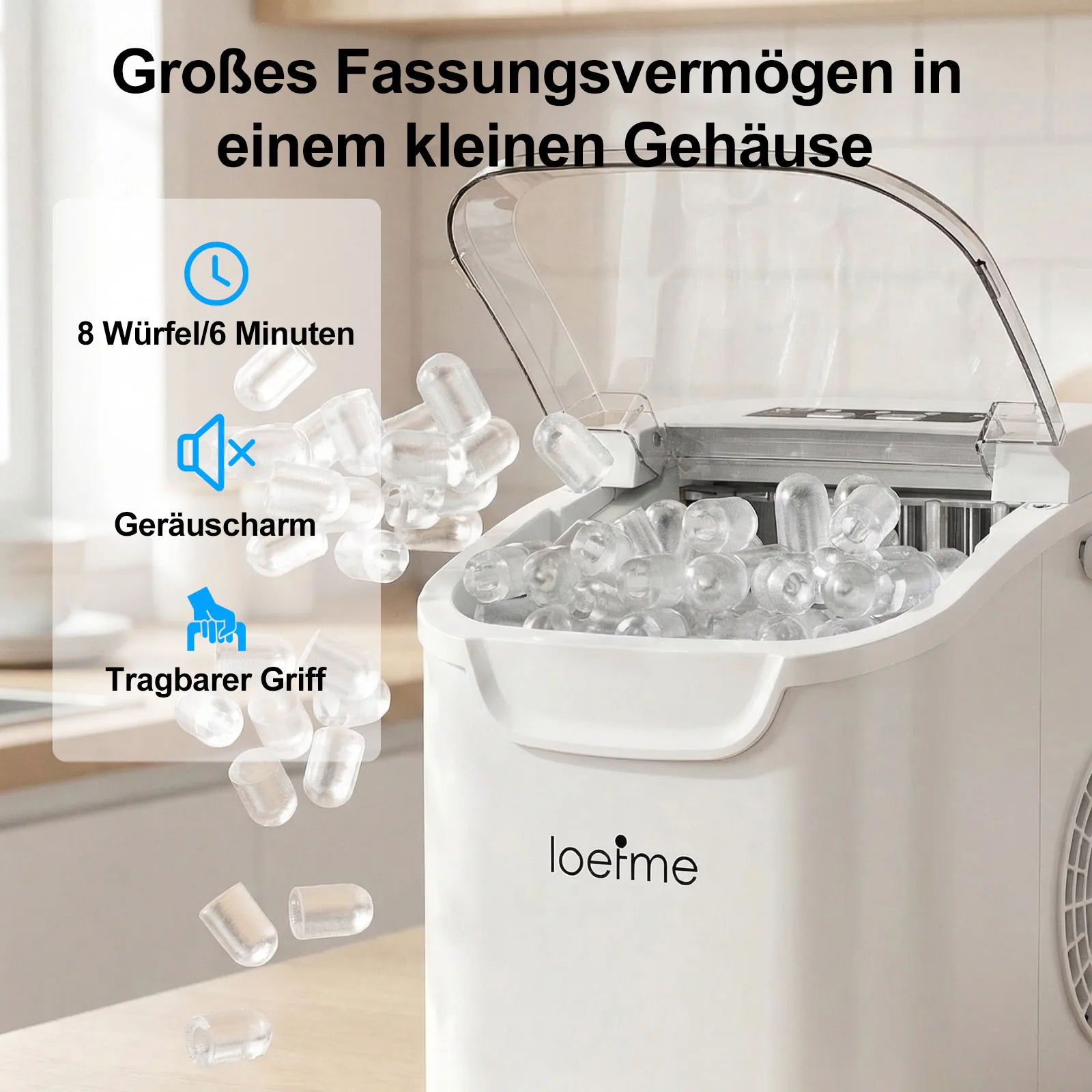 Kompakte Eiswürfelmaschine 12 kg mit LED-Anzeige 3