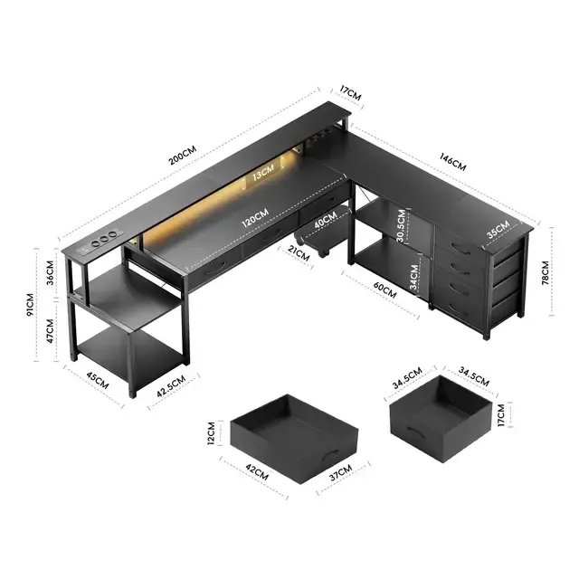 Schreibtisch mit Schubladen 4