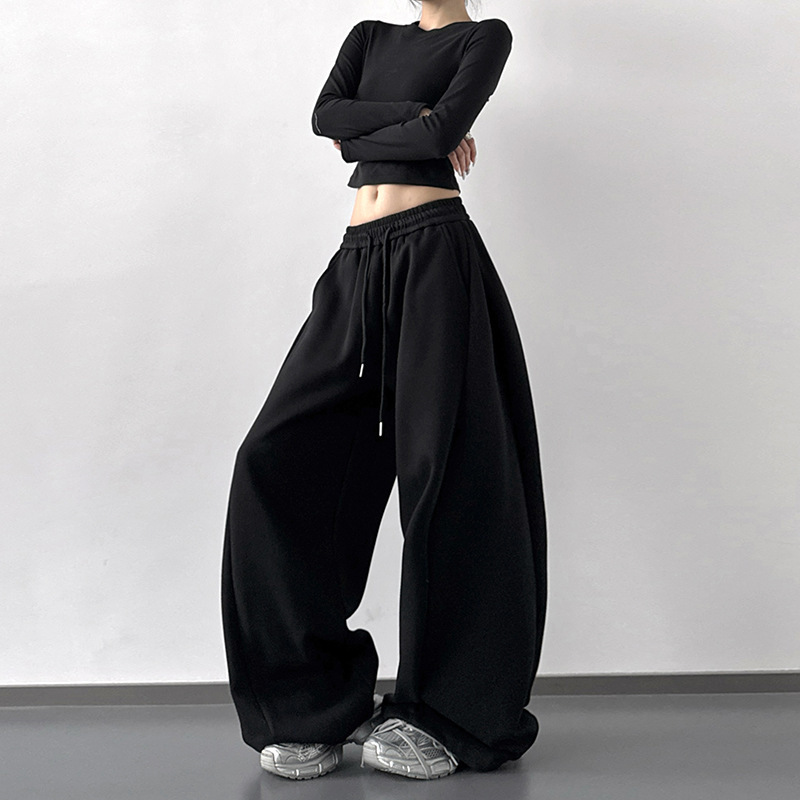 Damen Weite Hose mit Knopfleiste Lässig 2