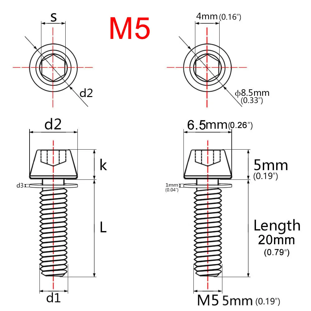 Rostfreie Lenkervorbau-Schrauben-Set, 6 Stück 2