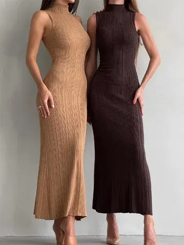 ärmelloses Strick-Maxikleid