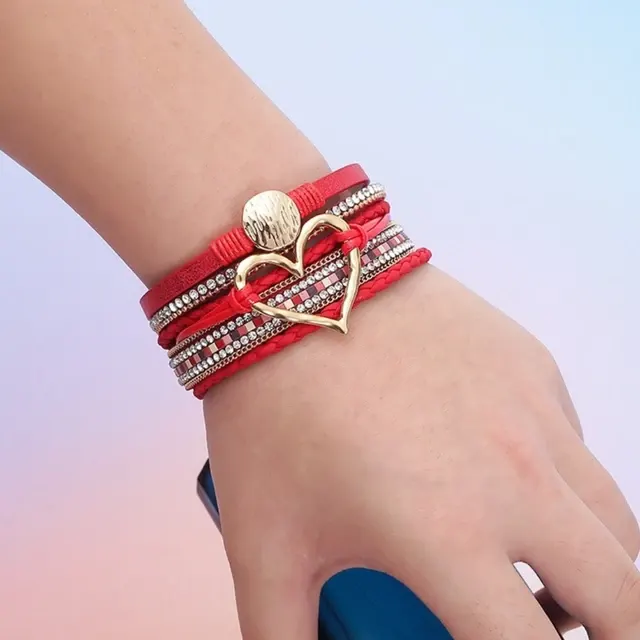 Herz-Kristall-Lederarmband 3