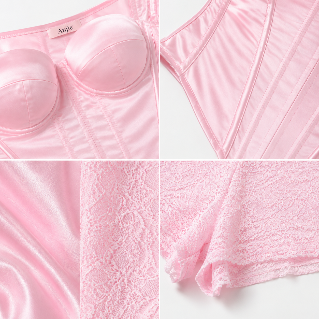 Satin-Korsage mit Spitze und Boyshorts 2