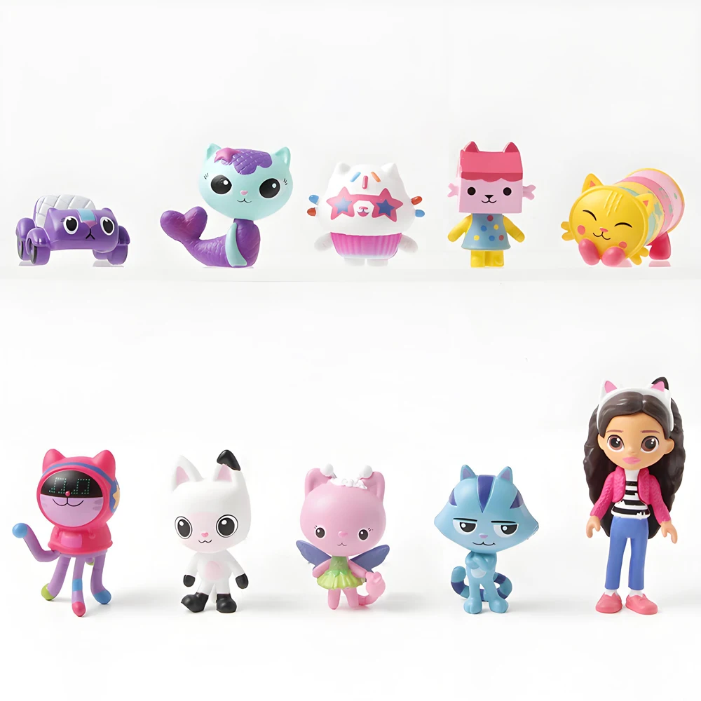 10er-Set Lächelnde Auto-Katzen-Figuren 4