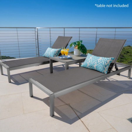 Gartenliege Chaiselongue Grau 2er Set