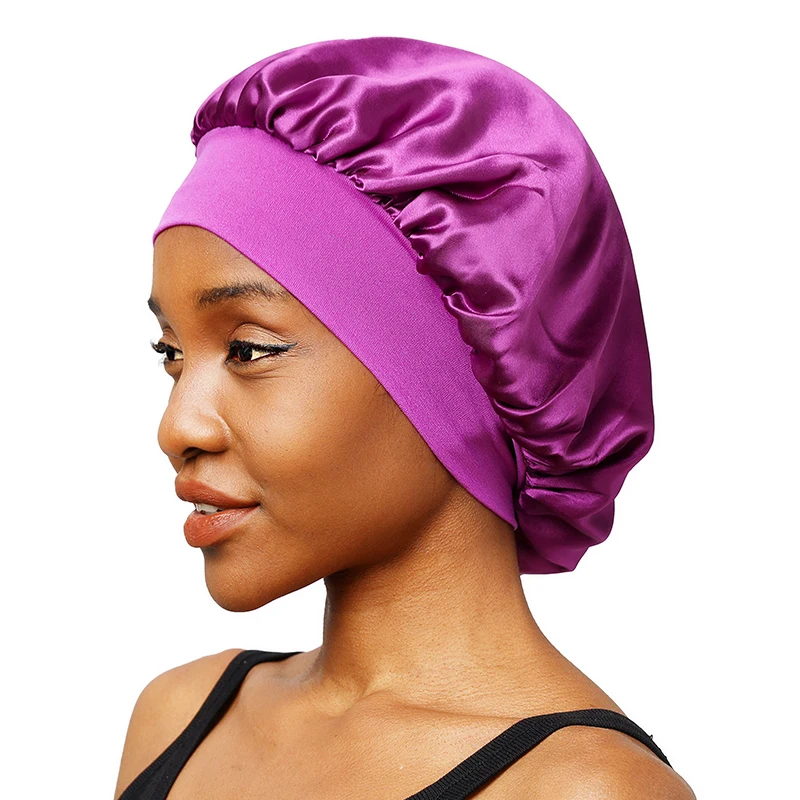Satin-Schlafhaube mit elastischem Band 4